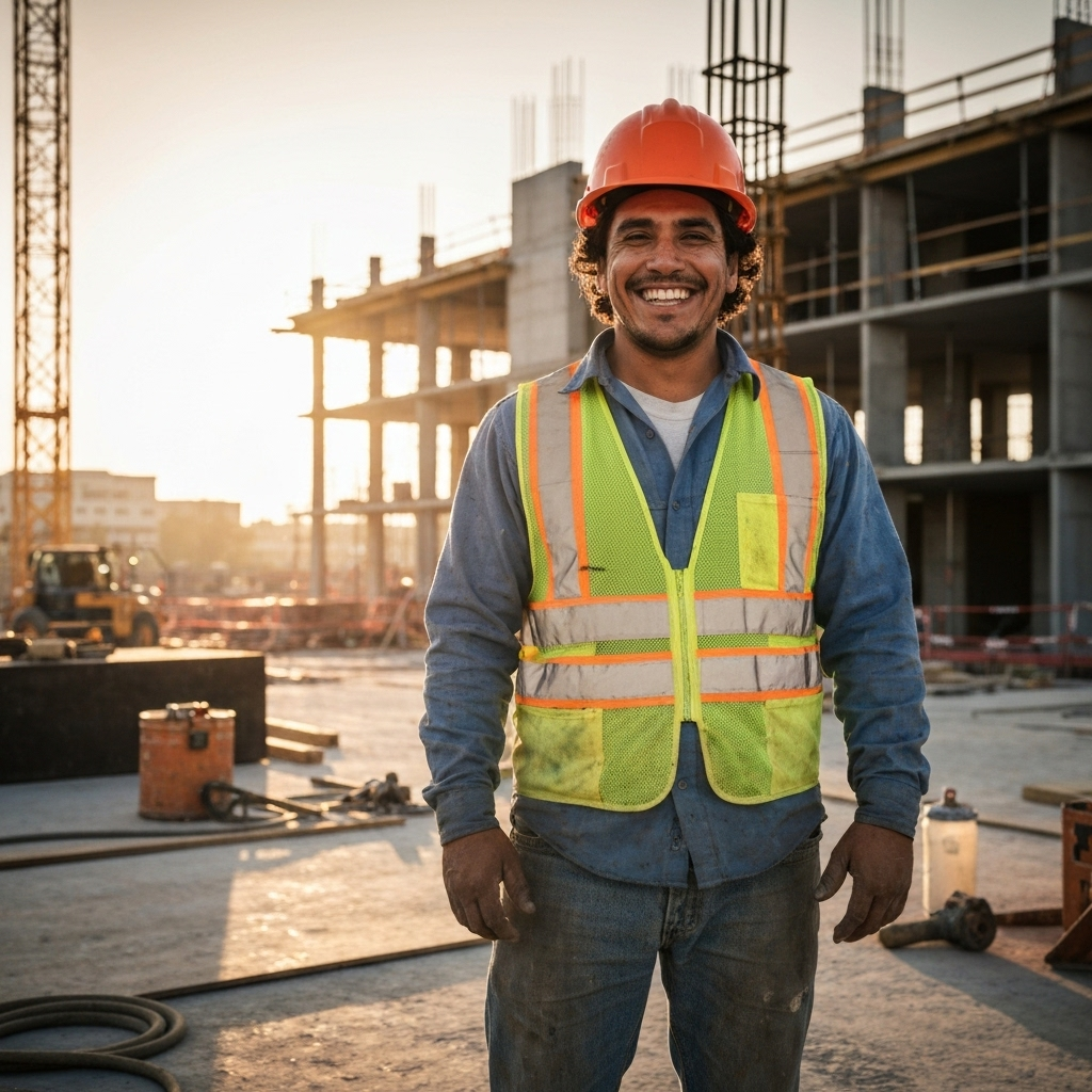 Construction professional with hard hat